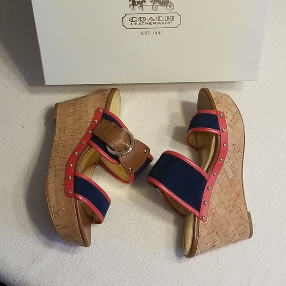 COACH Cortnee Platform Sandals - Navy/Blossom - Picture 3 of 11